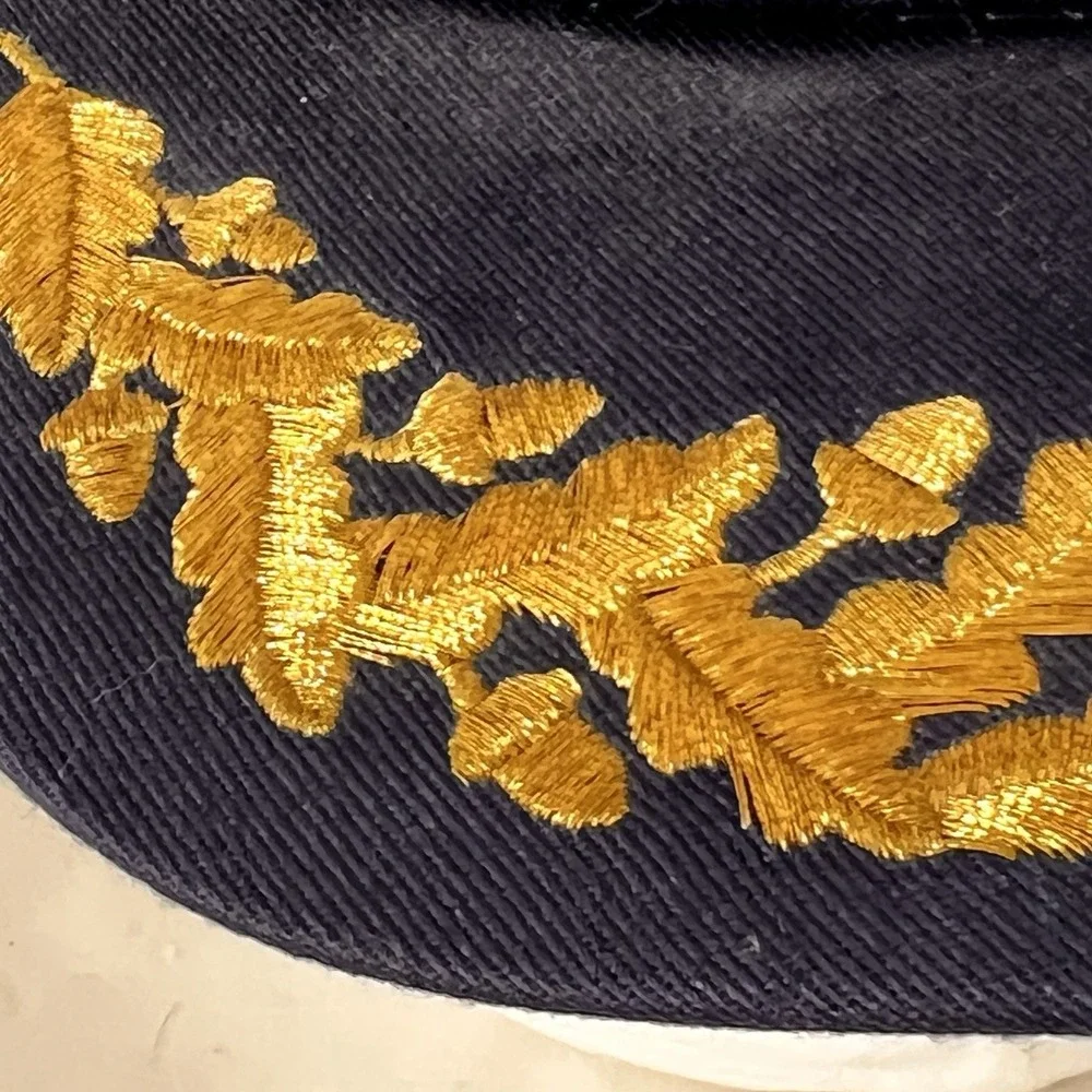 Vintage Disney Mickey Mouse‎ Snapback Hat Navy Gold Embroidered Leaves Adult Cap